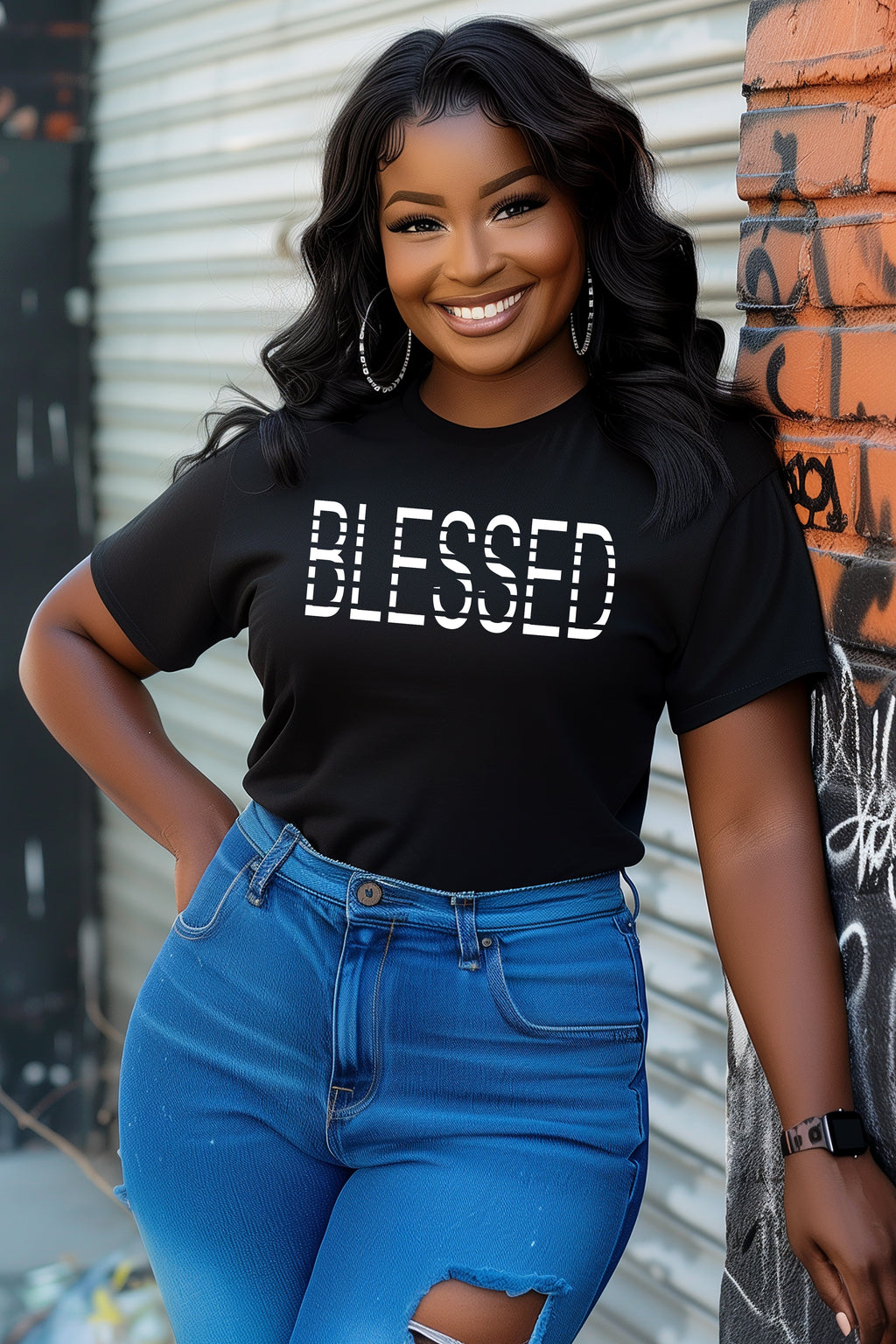 BLESSED Stripe design Shirt