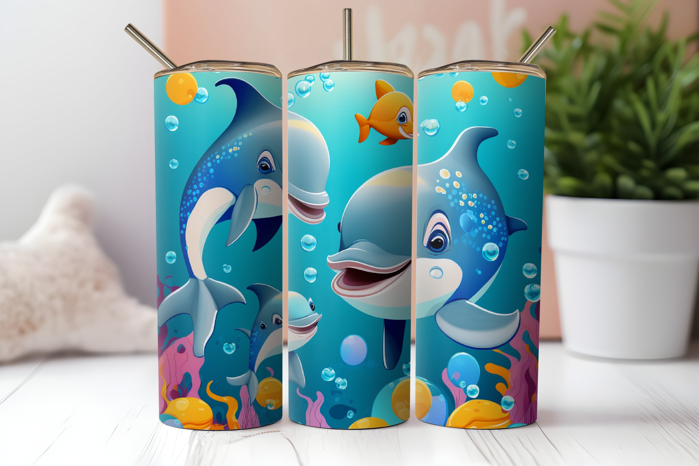 Cartoon Dolphin theme 20oz Tumbler