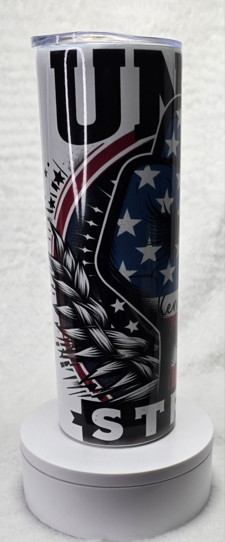 Union Strong with arm draped with America Flag 20oz Tumbler