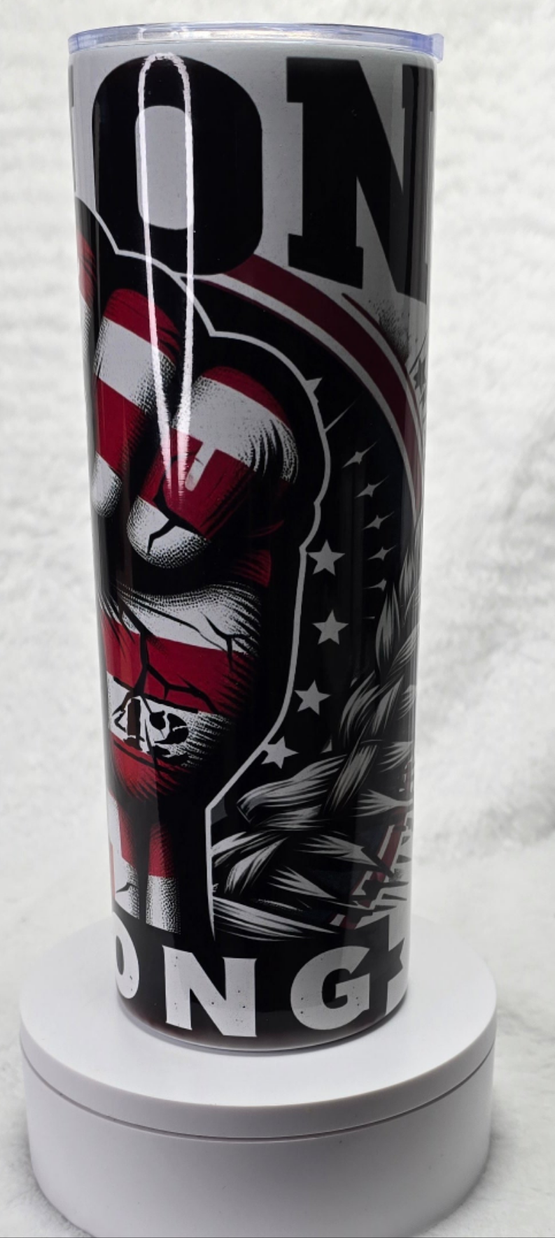 Union Strong with arm draped with America Flag 20oz Tumbler