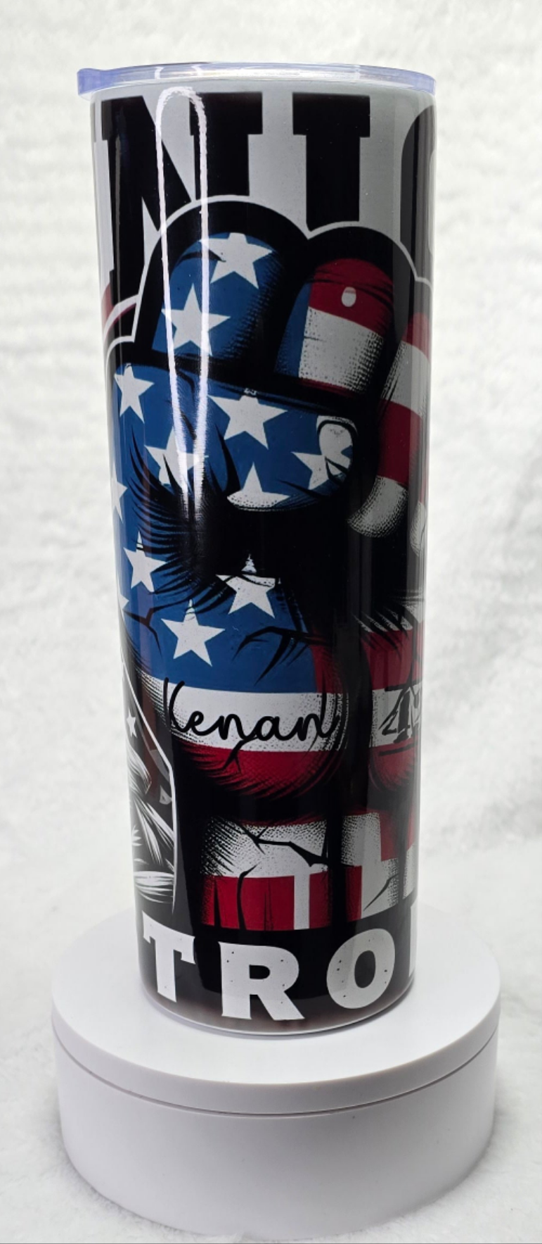 Union Strong with arm draped with America Flag 20oz Tumbler