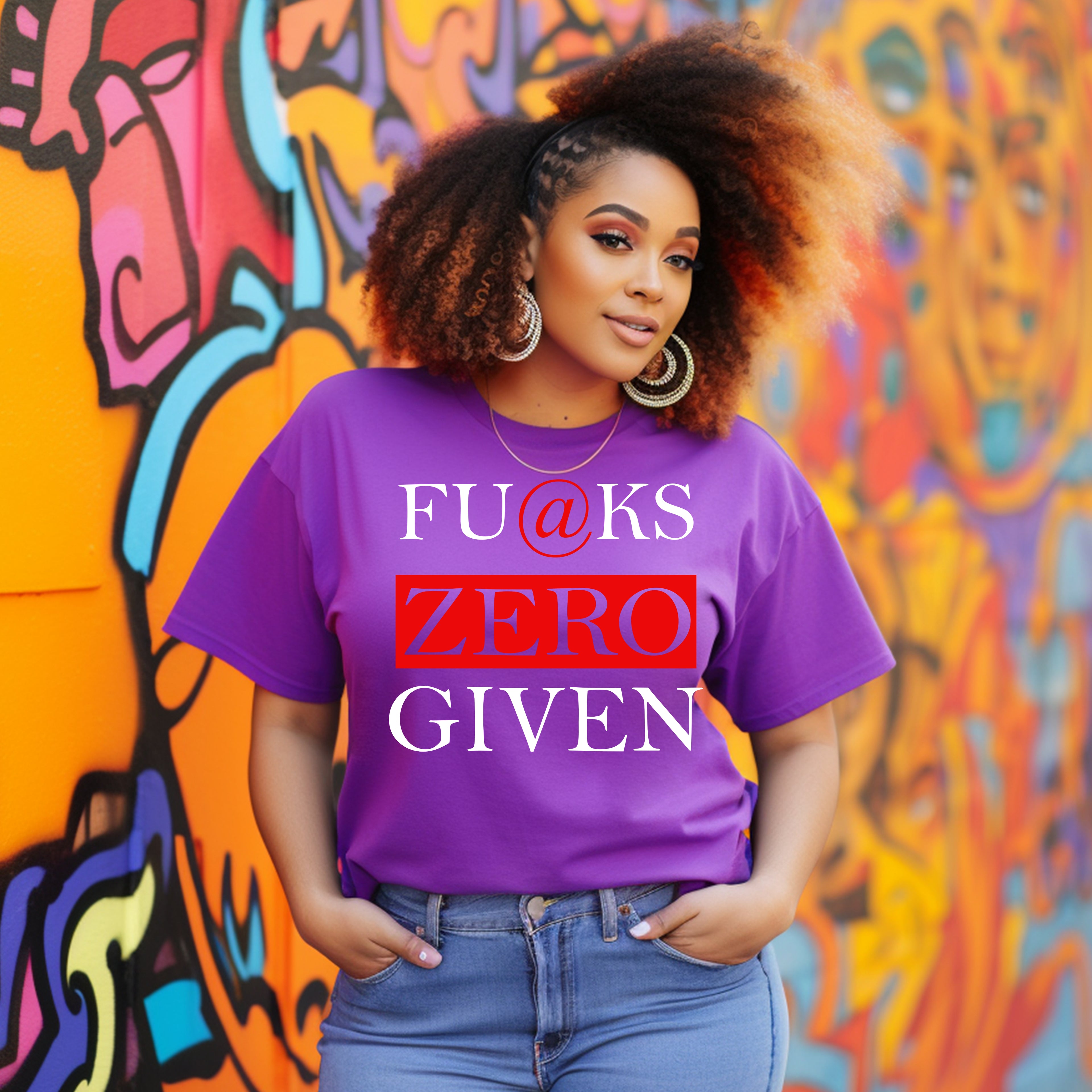ZERO FU@K GIVEN STATEMENT FUNNY T-SHIRT