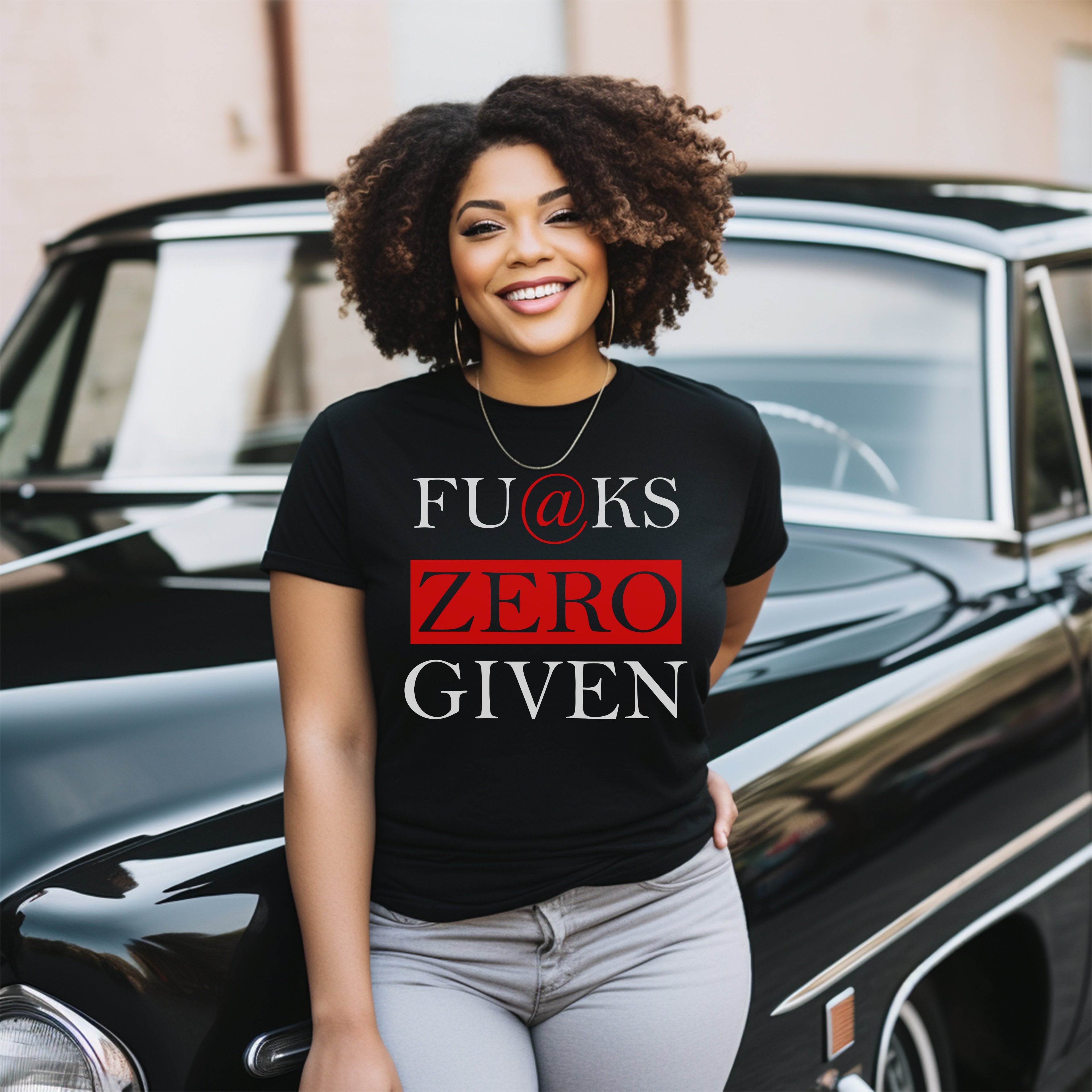 ZERO FU@K GIVEN STATEMENT FUNNY T-SHIRT