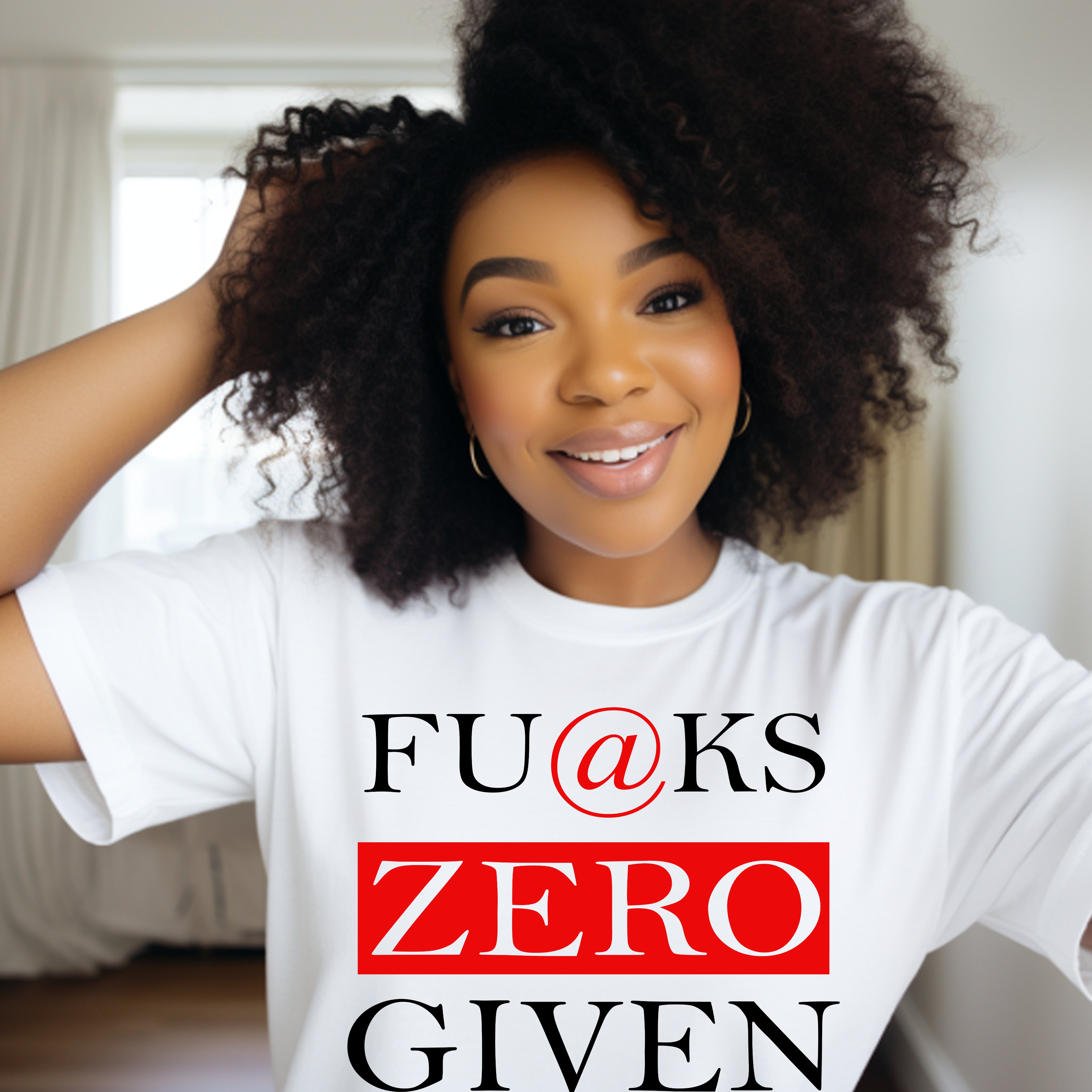 ZERO FU@K GIVEN STATEMENT FUNNY T-SHIRT