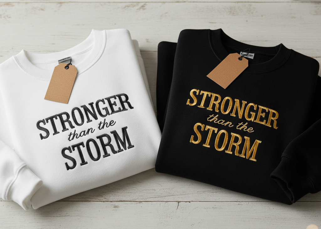 Stronger than the STORM embroidery Sweatshirt and Hoodies