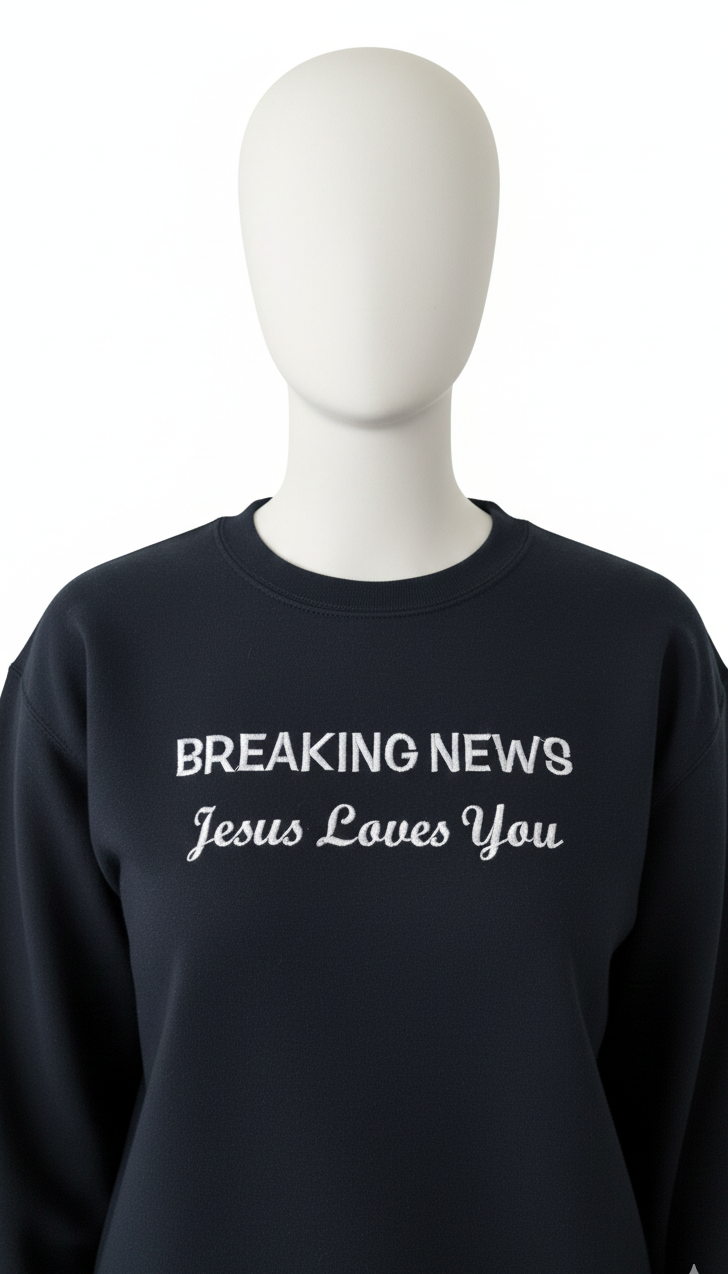 Embroidery Breaking News: Jesus Loves You Sweatshirt And Hoodie collection