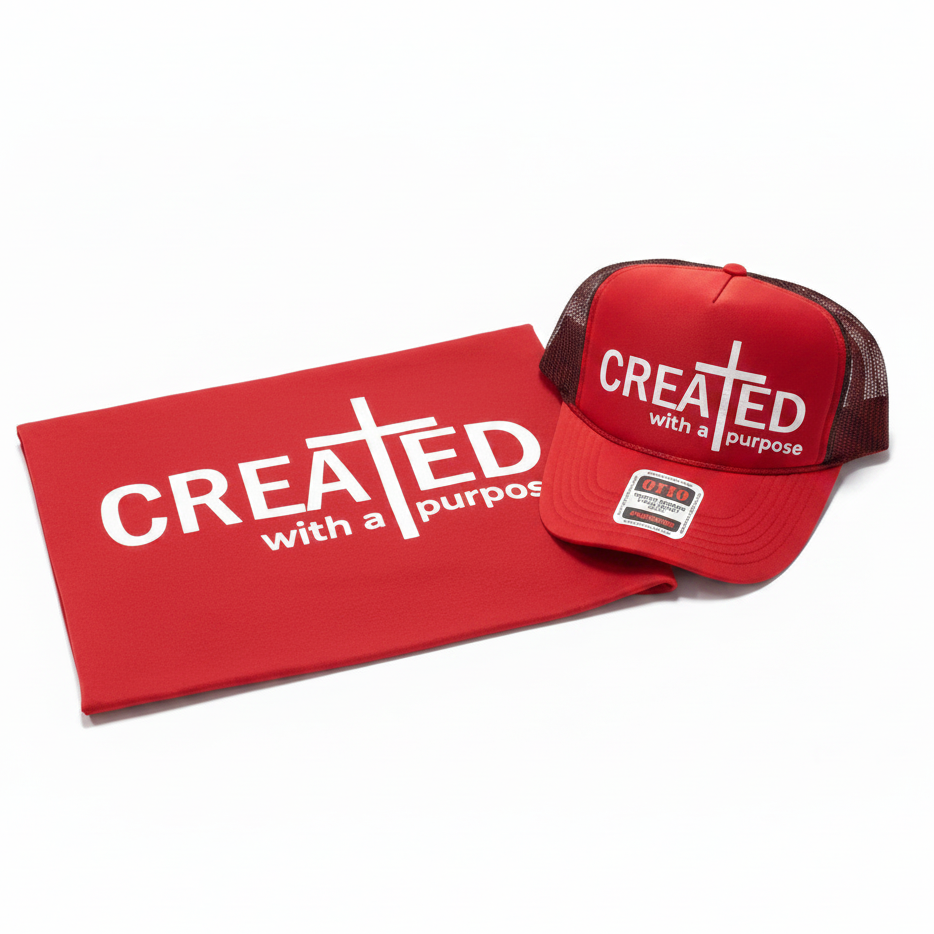 CREATED WITH A PUROSE/ T-shirt and Hat
