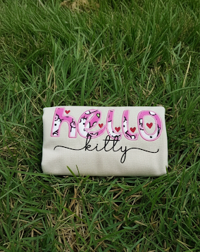 HELLO KITTY Applique Embroidery Crewnecks and Hoodies