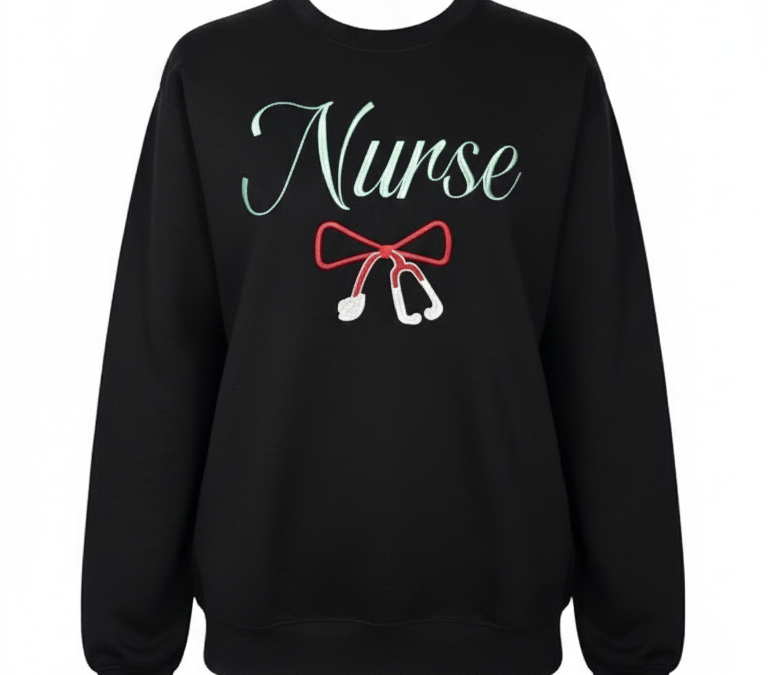 Nurse stethoscope embroidery sweatshirt