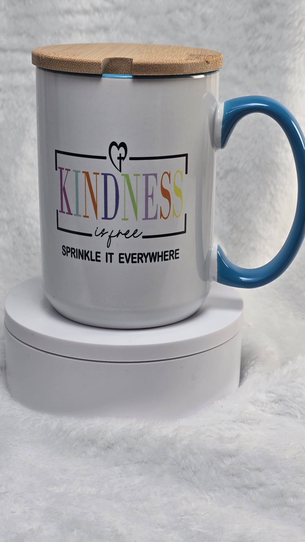 KINDNESS is free 15oz coffee mug with Bamboo lid