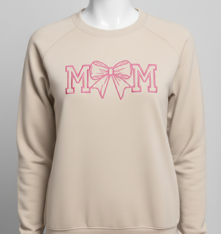 Mom's with Bow embroidery T-shirt, Sweatshirt and Hoodies collections