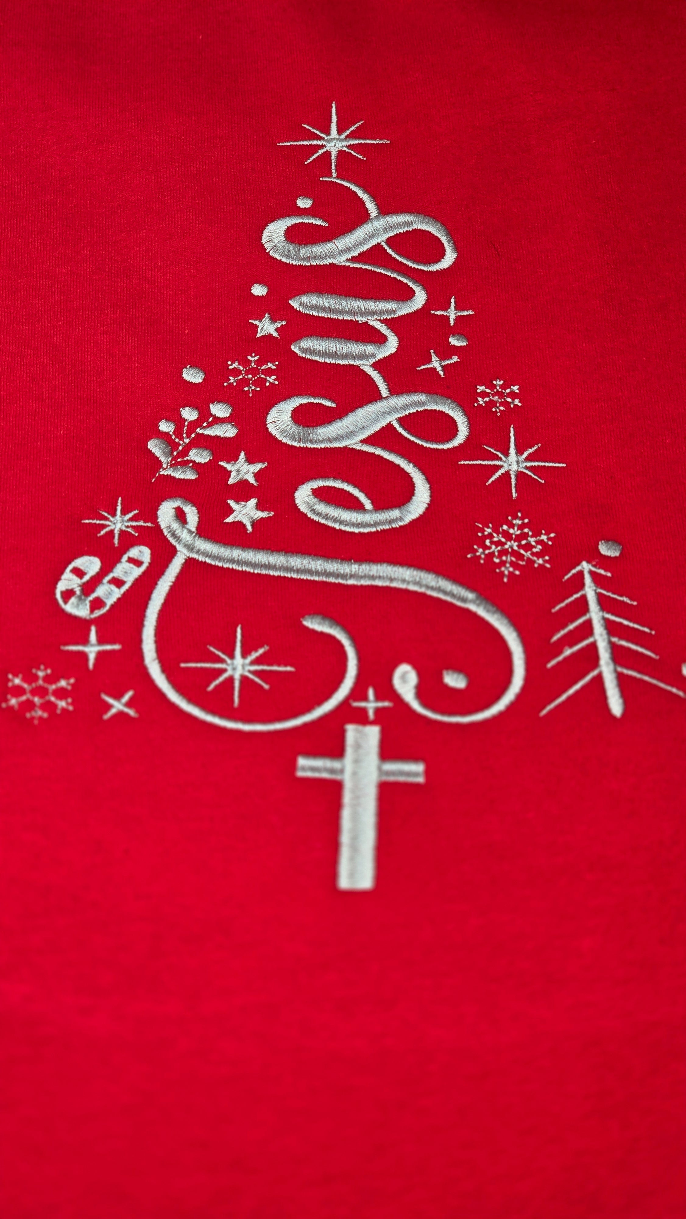 Jesus Christmas tree embroidery design sweatshirt