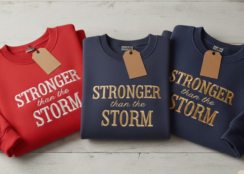 Stronger than the STORM embroidery Sweatshirt and Hoodies