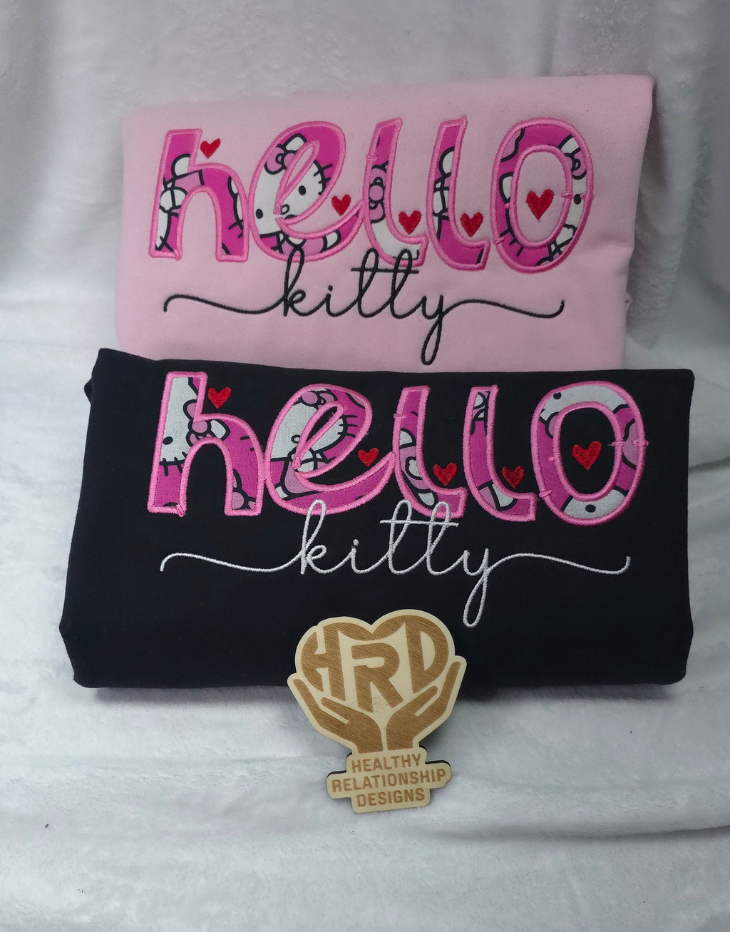 HELLO KITTY Applique Embroidery Crewnecks and Hoodies