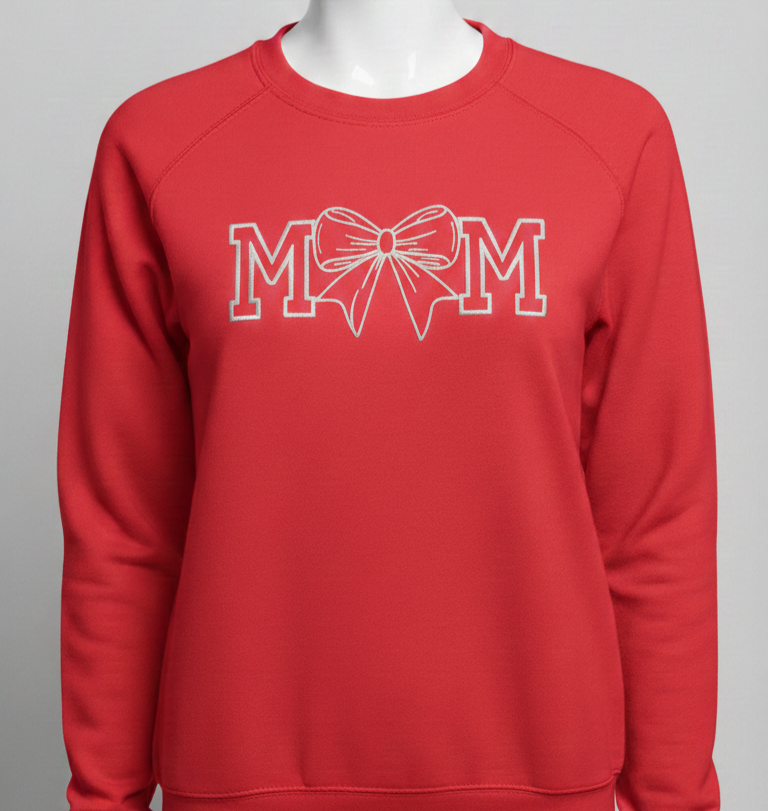 Mom's with Bow embroidery T-shirt, Sweatshirt and Hoodies collections
