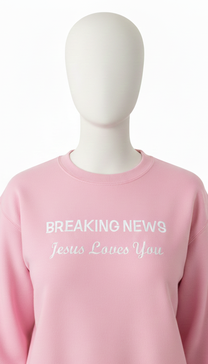 Embroidery Breaking News: Jesus Loves You Sweatshirt And Hoodie collection