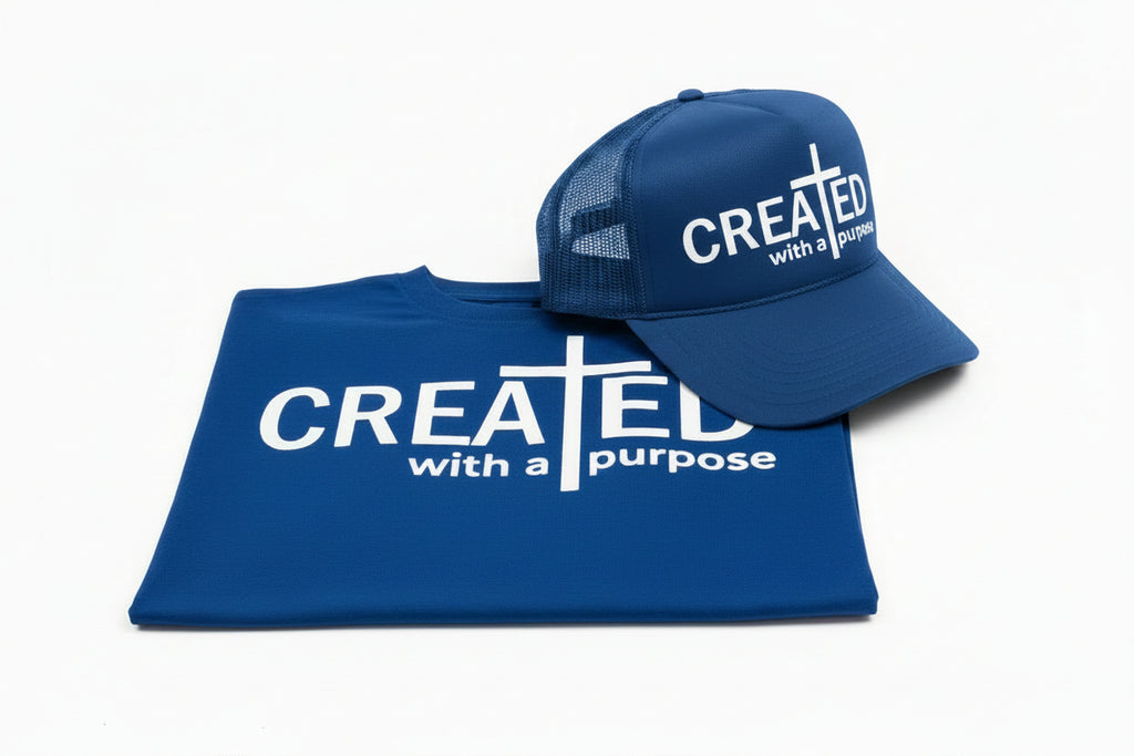 CREATED WITH A PUROSE/ T-shirt and Hat