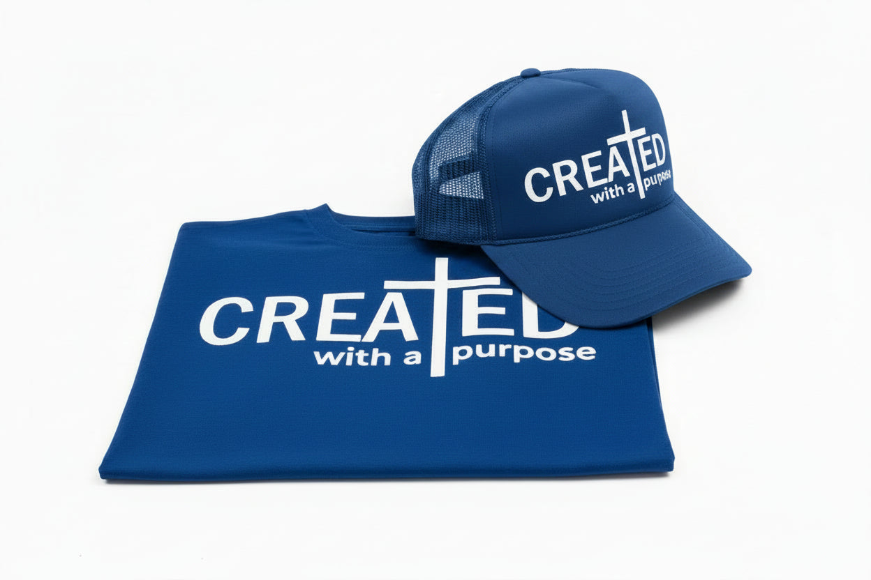 CREATED WITH A PUROSE/ T-shirt and Hat