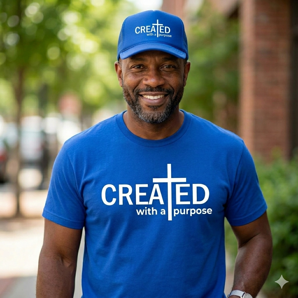 CREATED WITH A PUROSE/ T-shirt and Hat