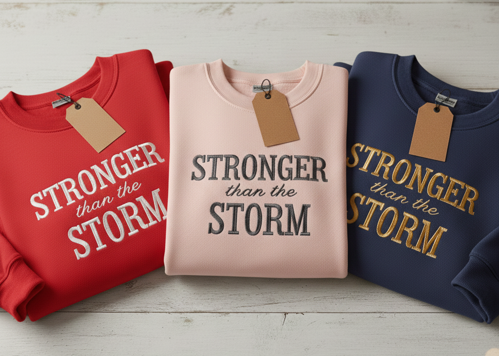 Stronger than the STORM embroidery Sweatshirt and Hoodies