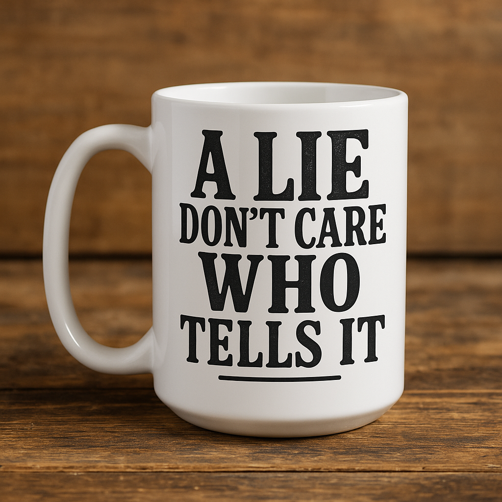 A LIE DON'T CARE WHO TELLS IT 15oz coffee mug