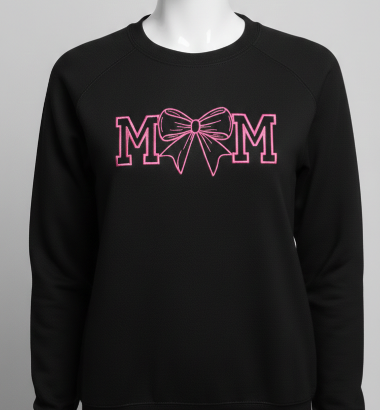 Mom's with Bow embroidery T-shirt, Sweatshirt and Hoodies collections