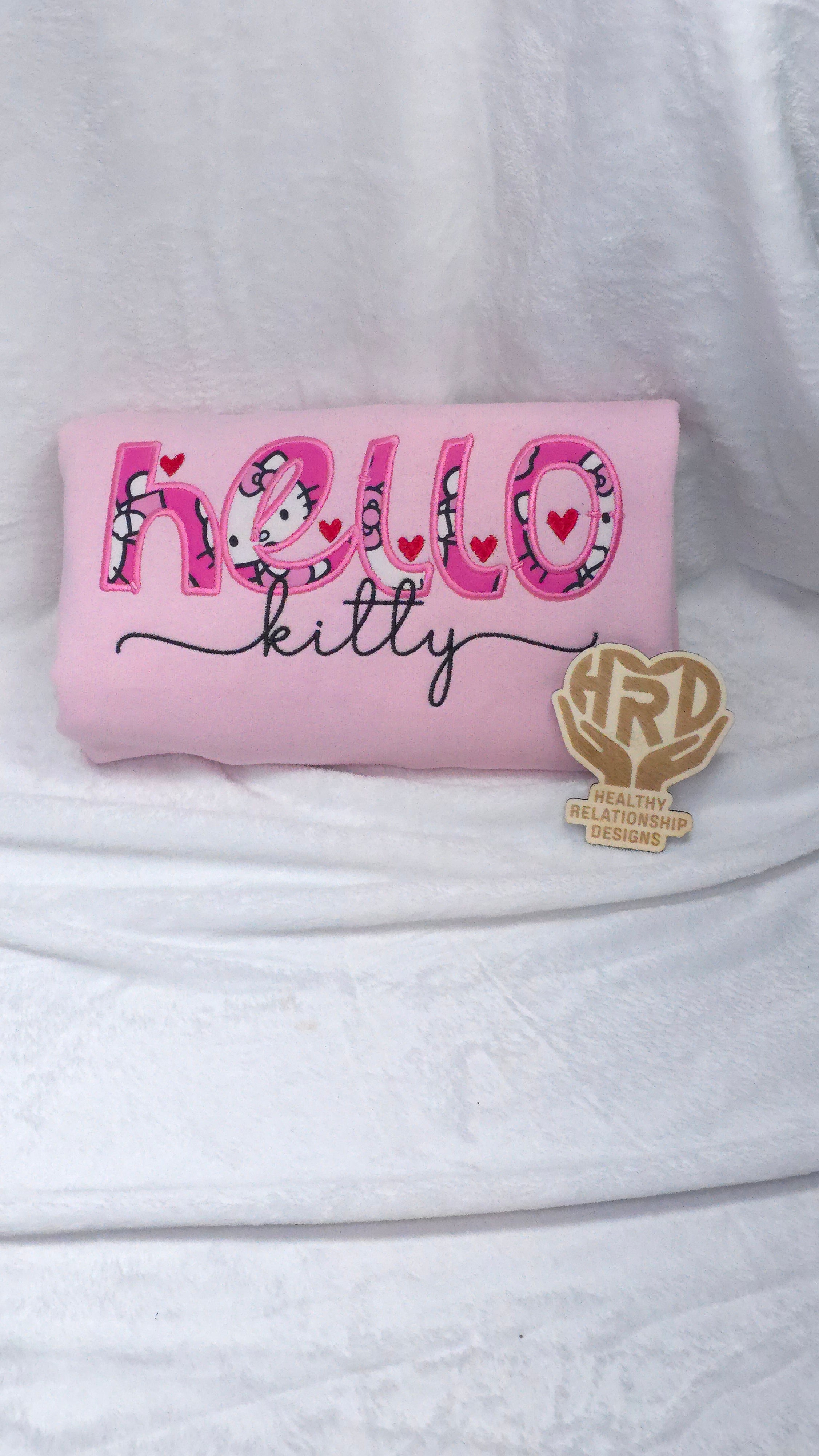 HELLO KITTY Applique Embroidery Crewnecks and Hoodies